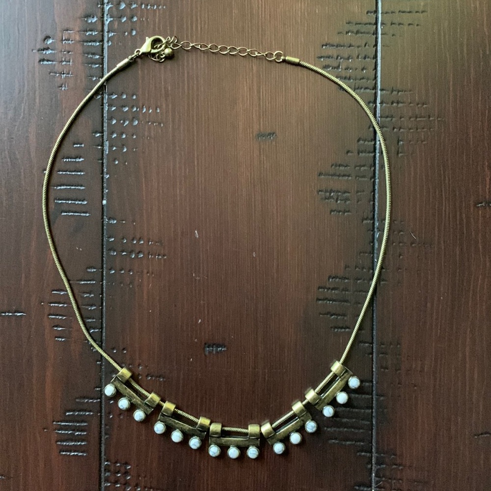 Bronze/White Beaded Necklace